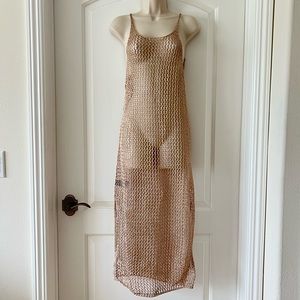 Zara rose gold metallic thread openwork dress/cover up